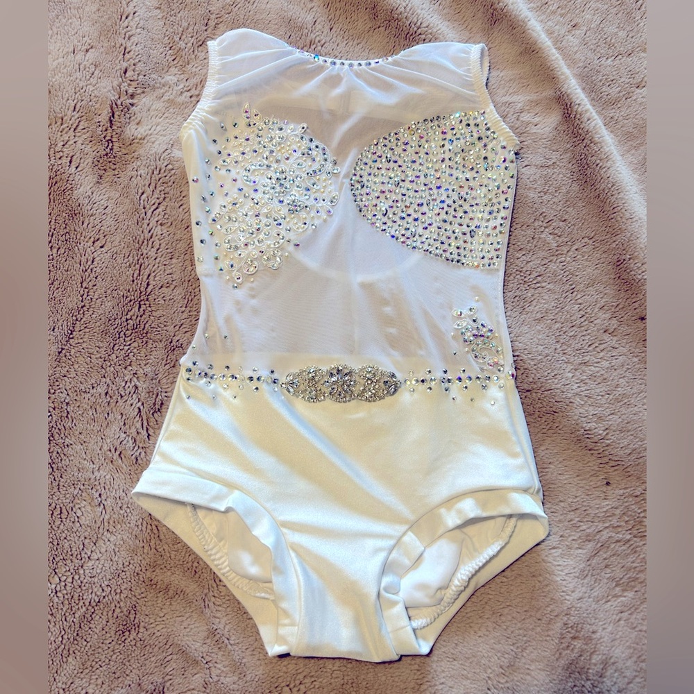 Beautiful white dance costume covered in stones- child’s medium